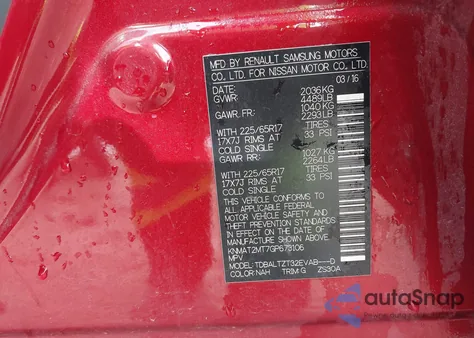 2016 Nissan Rogue S from USA, damaged, VIN KNMAT2MT7GP673106